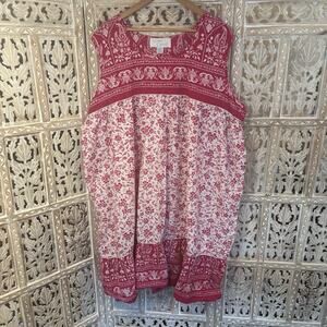 VTG Comfort Choice BOHO 100% COTTON Lounge Muumuu House Patio Dress Pink SZ 2X